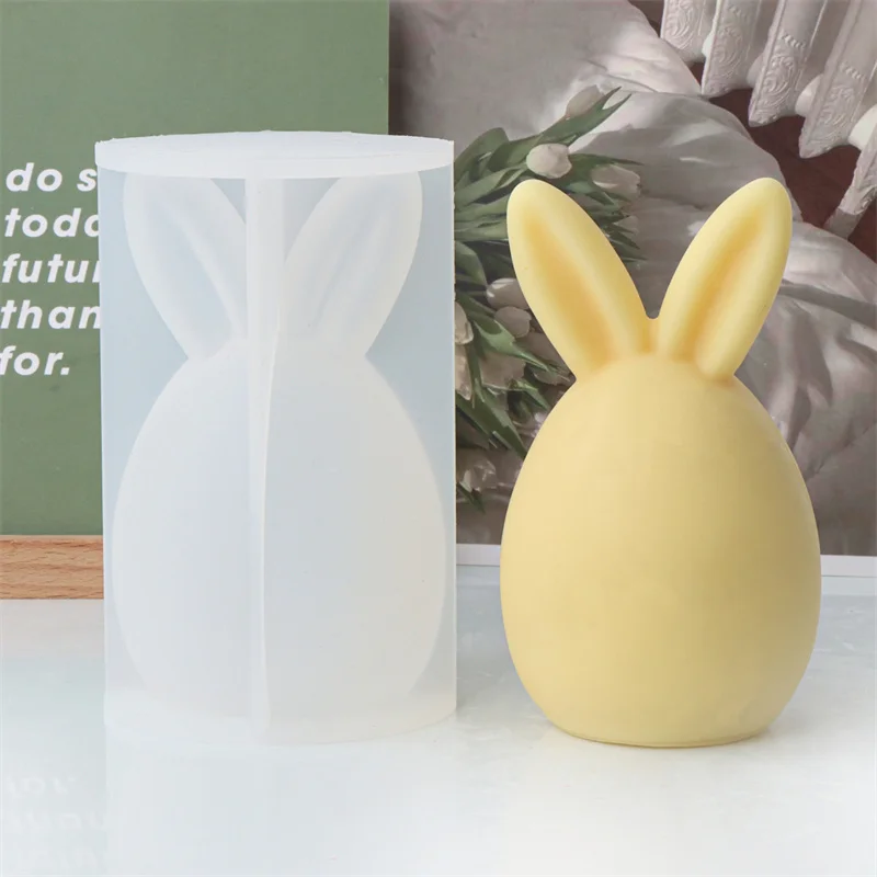 Bunny Egg Silicone Candle Mold , Cute Rabbit Ear Egg Shape DIY Craft Mould, Hand Casting Mold For Table Decoration & Art Gifts