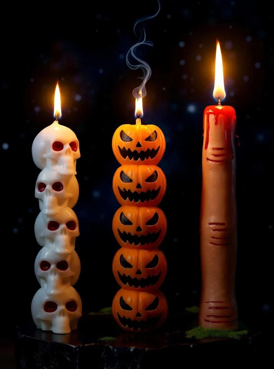 

2025 NEW Halloween Aromatherapy Candle Set:Skull+Pumpkin+Bone Fingers Horror Home Decoration Set Limited Edition Gift