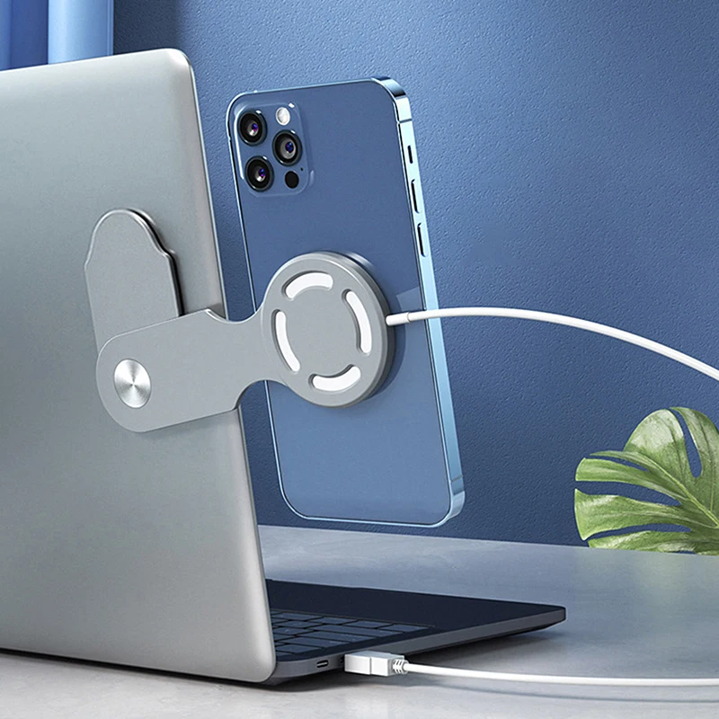 

Magnetic Laptop Screen Phone Holder For Magsafe ForiPhone 15 14 Adjustable Folding Support Side Mount Stand Display Bracket