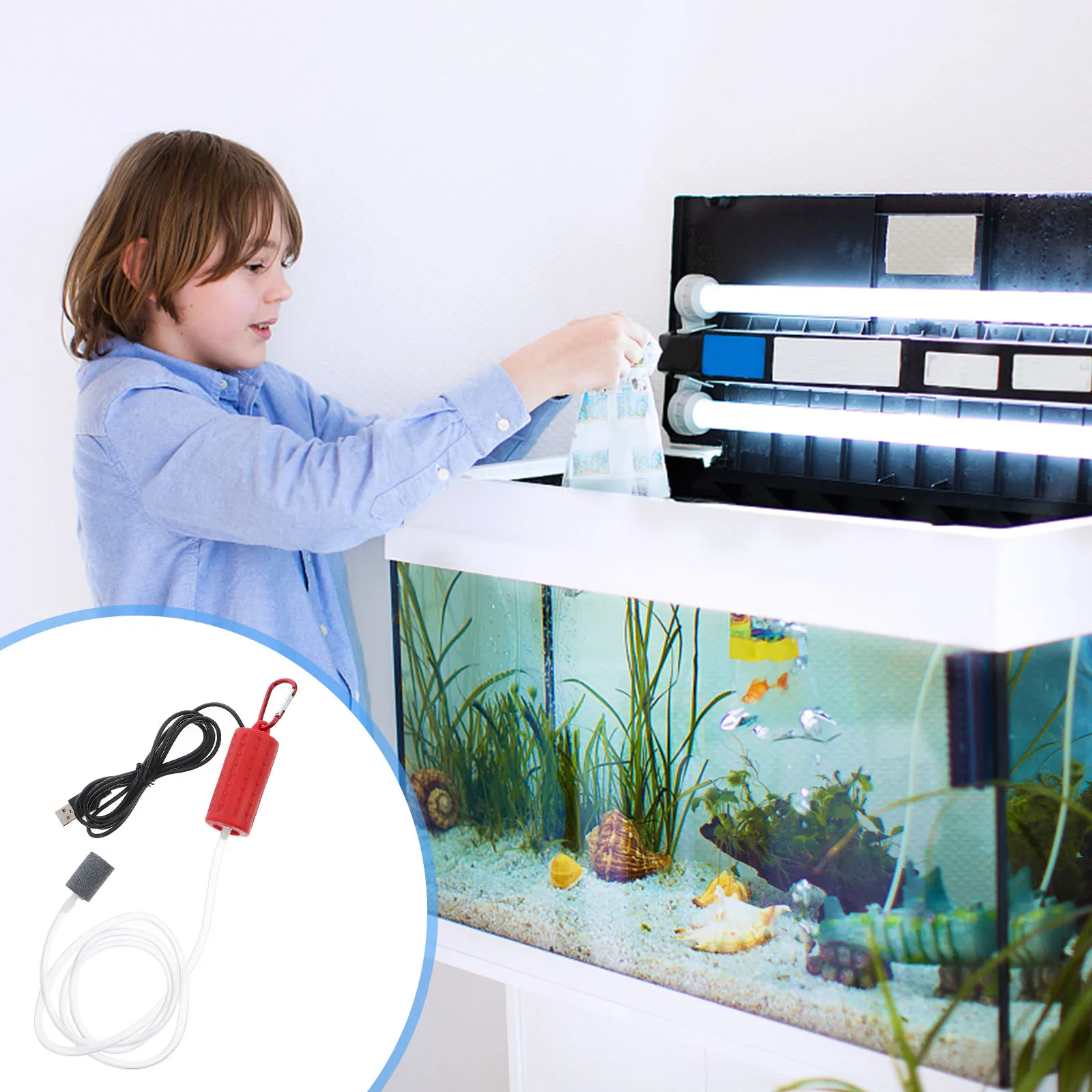 

Portable Oxygen Pump Mini Air for Aquarium Heater Silica Gel USB Aerator Quiet Small