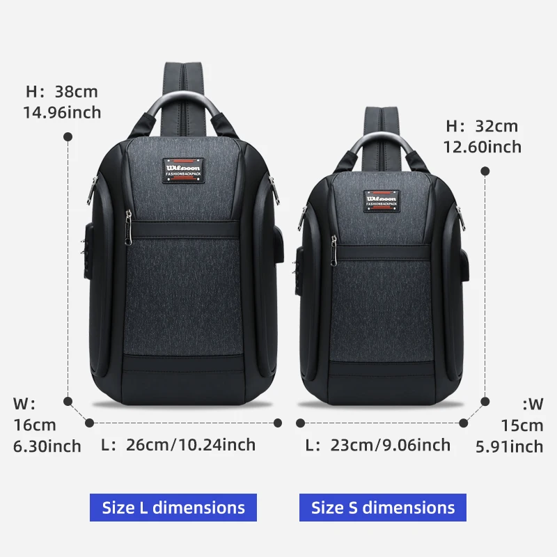 WIERSOON Men's Adjustable Chest Bags Anti-theft Waterproof Business Backpack USB Charging Travel Women Casual Niche Shoulder Bag