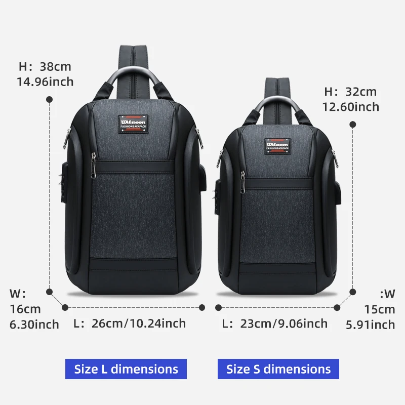 Imagem -05 - Wiersoon-bolsas de Peito Ajustáveis para Homens e Mulheres Anti-roubo Impermeável Mochila de Negócios Carregamento Usb Viagem Bolsa de Ombro Casual