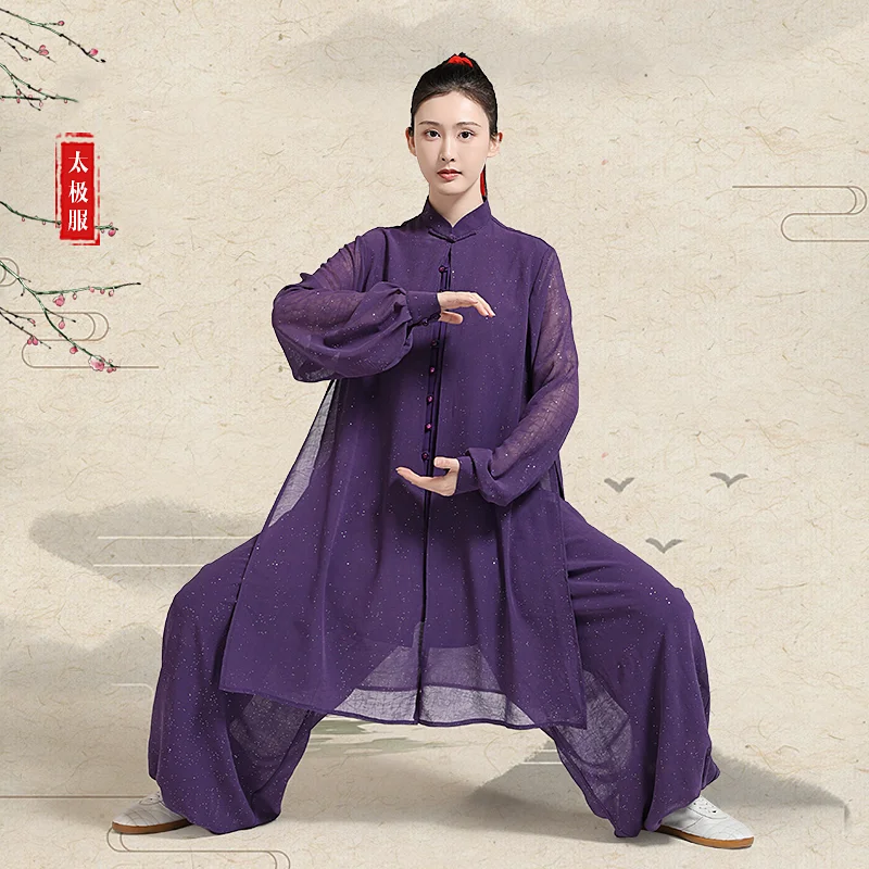 بدلة تاي تشي المتدفقة للسيدات - زي فنون الدفاع عن النفس الجديد لـ Taiji & Baduanjin، ملابس الأداء الجماعي والممارسة #1