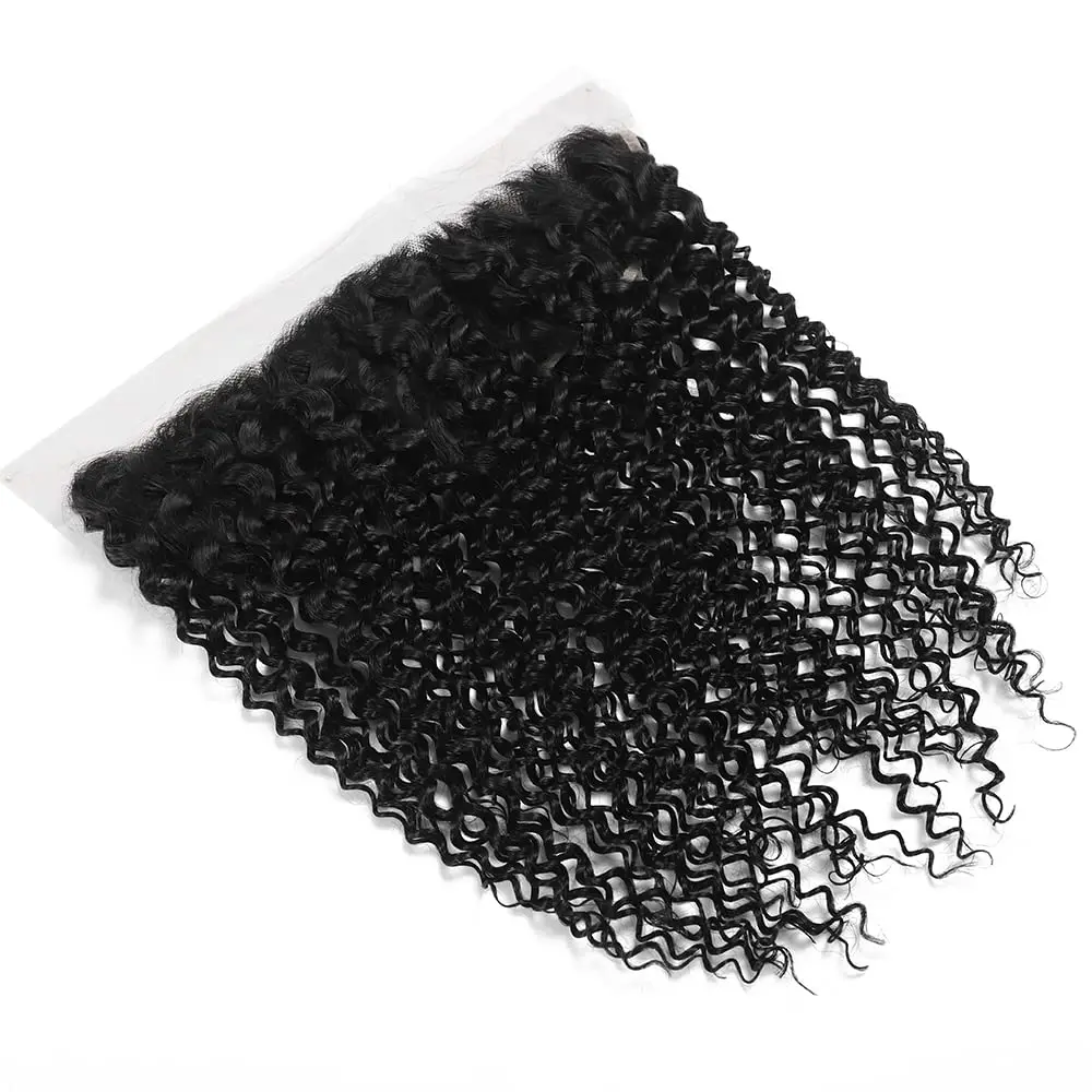 13x4 レースフロントディープカーリーウェーブヘア手織り本物の髪自然な髪の質感マルチサイズ適切な人種黒肌の色