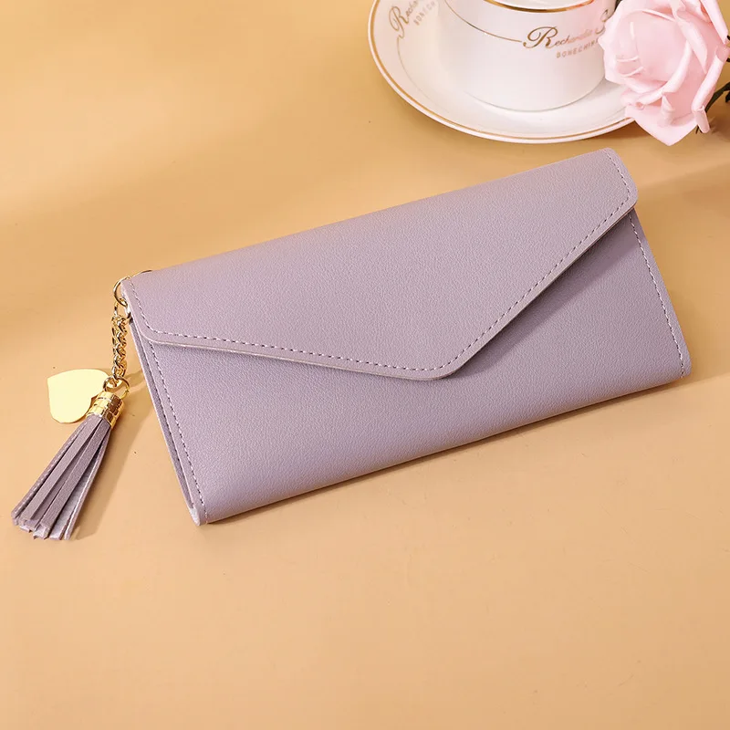 2025 New Design Women's Long Wallet Fashionable Tassel Slim Clutch Purse Multi-Card Holder Organizer Gift for Women