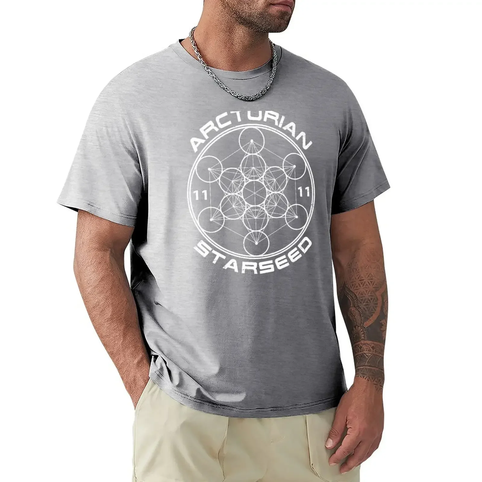 Arcturian Starseed Sacred Geometry T-Shirt oversized sports fans Short Sleeve Cotton New Arrival Round Collar Outfits streetwear