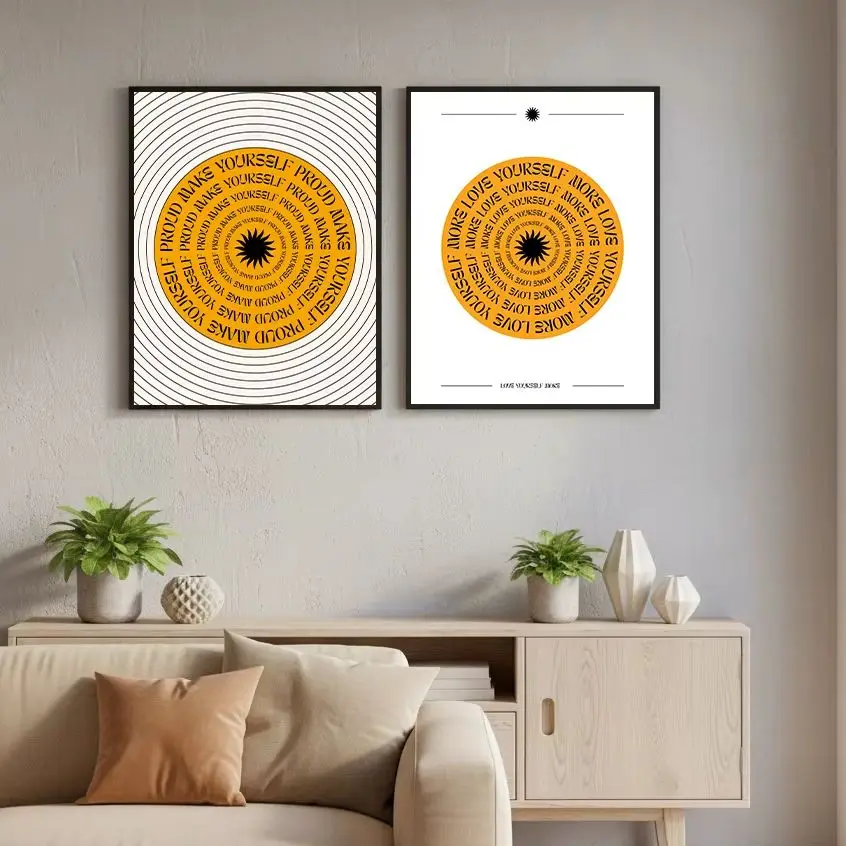 

Inspirational Quotes Wall Art, Boho Abstract Canvas Painting, Nordic Spiral Text Poster Prints for Living Room Bedroom Decor