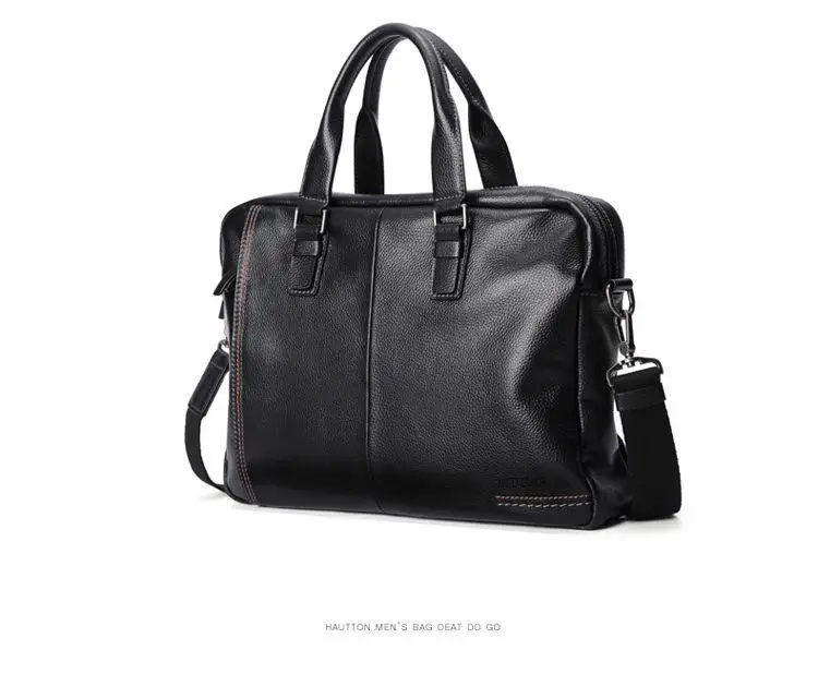 Briefcase Men's Shoulder Bag Real Cowhide Horizontal Business Handbag Casual Trendy Computer Men's Bag Сумка Мужская Деловая