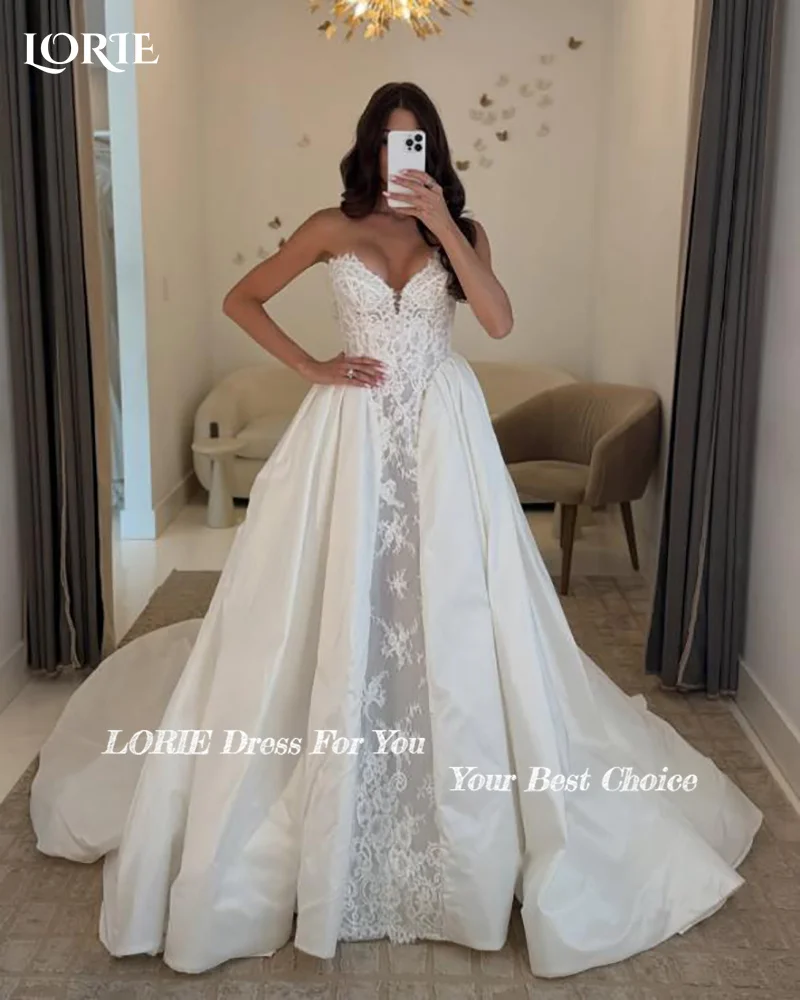 LORIE Lace Vintage Wedding Dresses Applique Sweetheart Pleat Backless Mermaid Bridal Gown Customized Party Dresses No GLOVES