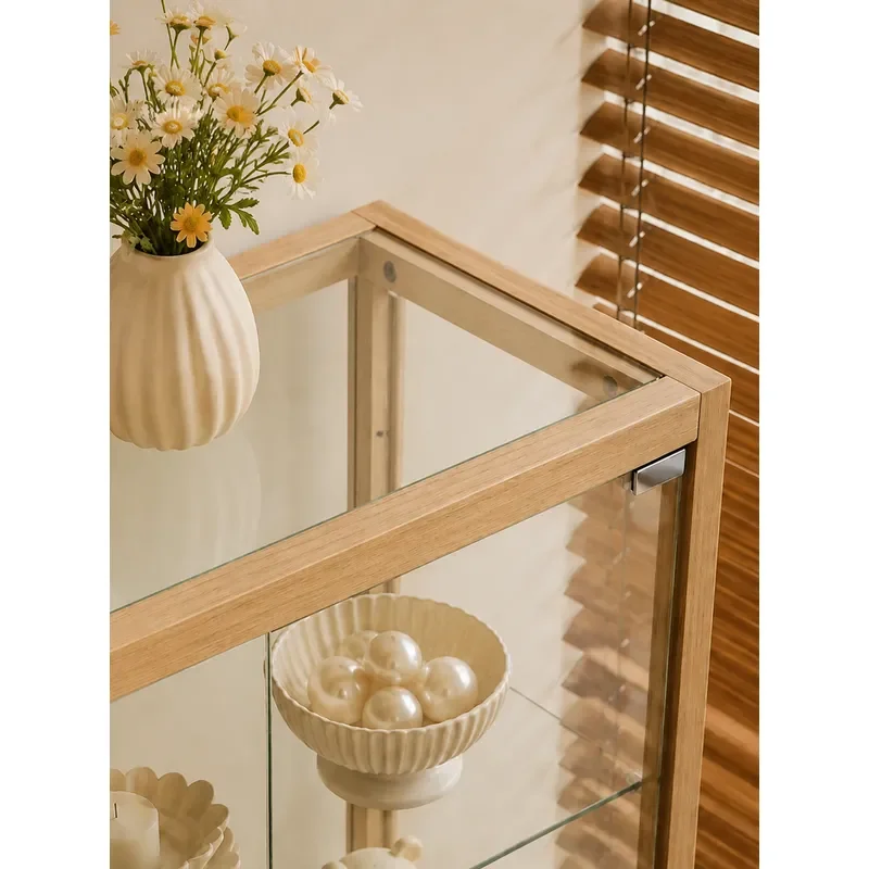 Dustproof Glass Display Cabinet for Bedroom Figure Ornament Storage with Glass Door Modern Style Showcase Locker