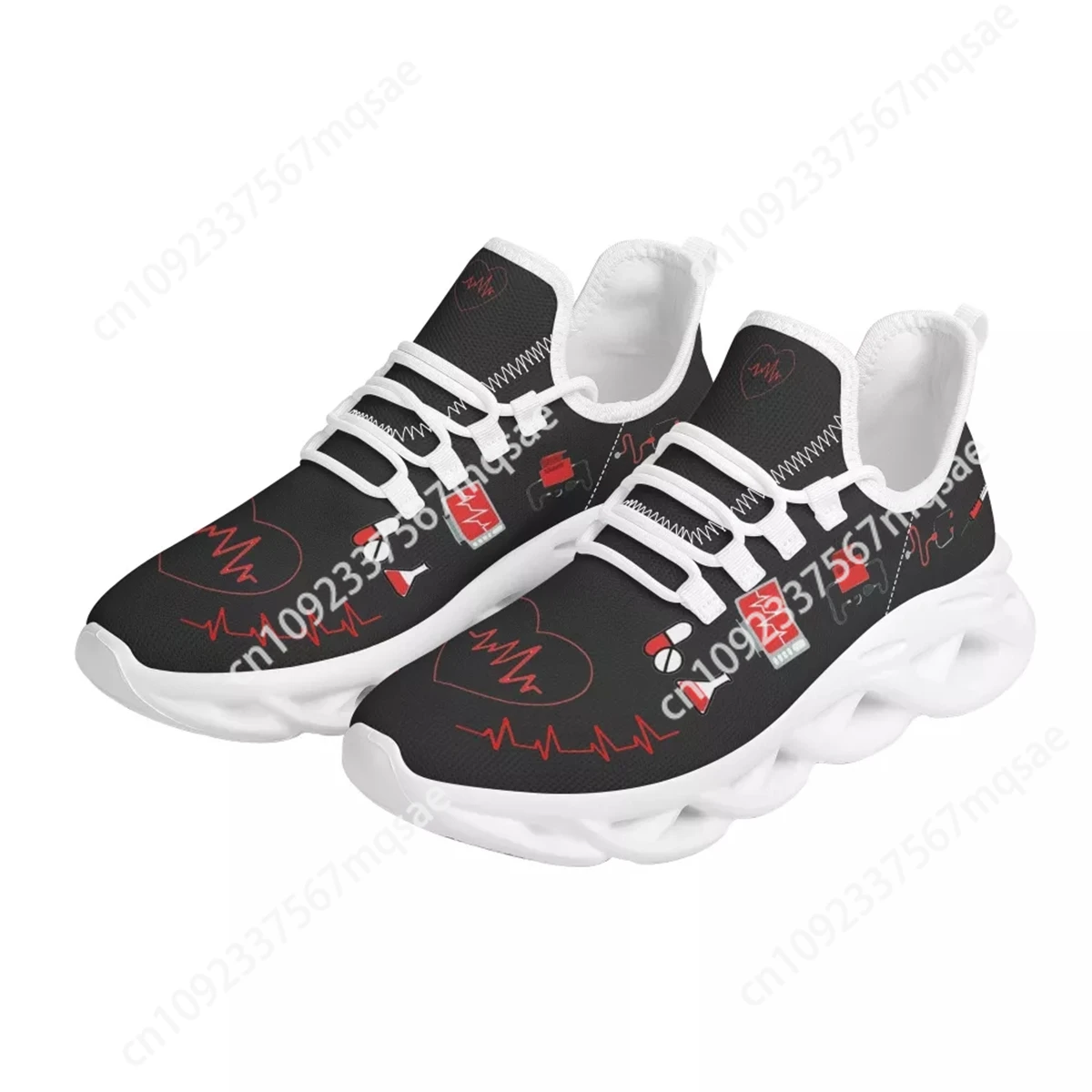 

Custom Medical Heartbeat Printed Sneakers Surgeon Nurse Design Breathable Flats Hospital Nursing Shoes 2022 Casual Footwear