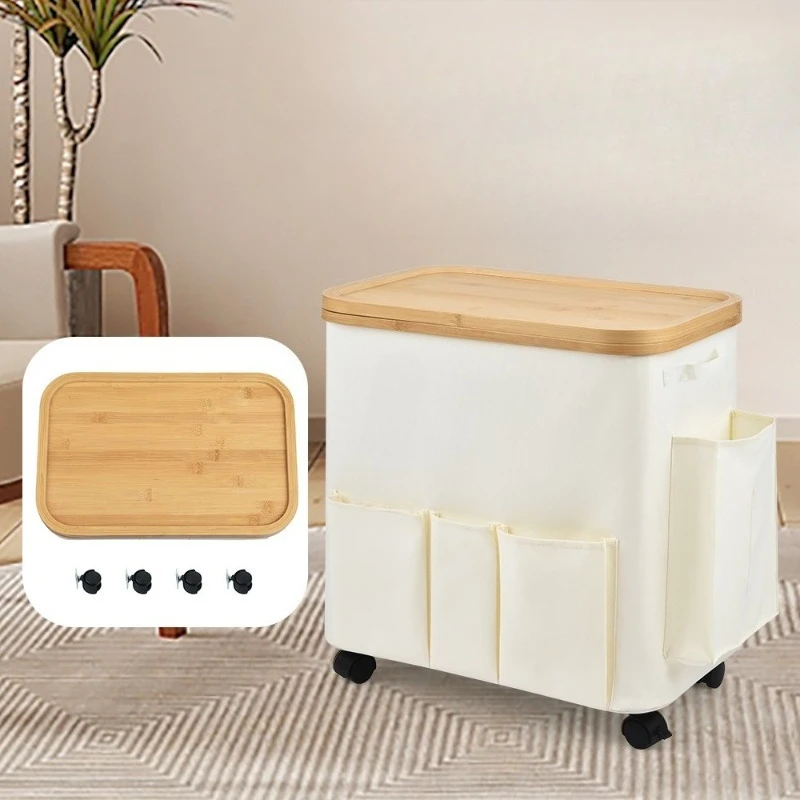Folding Storage Basket Multifunction Dirty Laundry Baskets Toys Organizer Cart Bedroom Hampers with Lid Space Saver