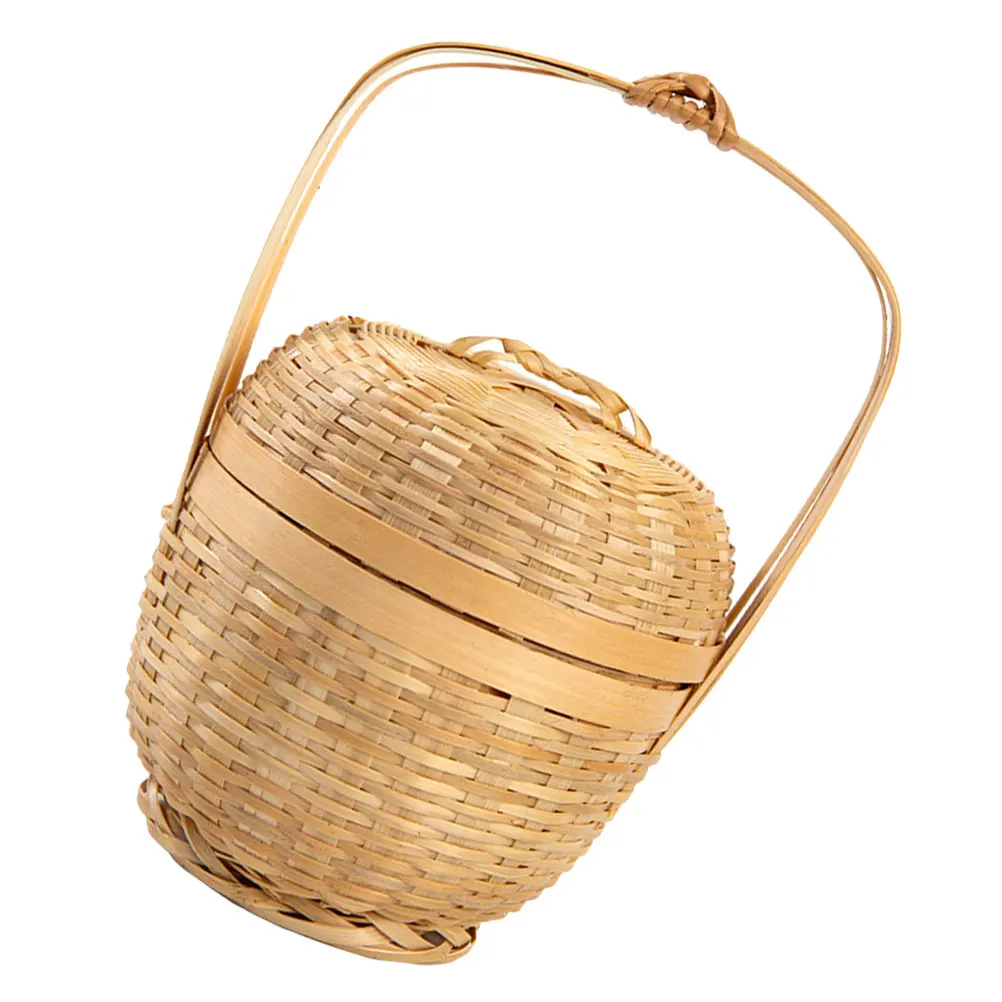 

Mini Handheld Bamboo Basket Practical Long Service Decorative Woven Small Large Kitchen Bar Accessories