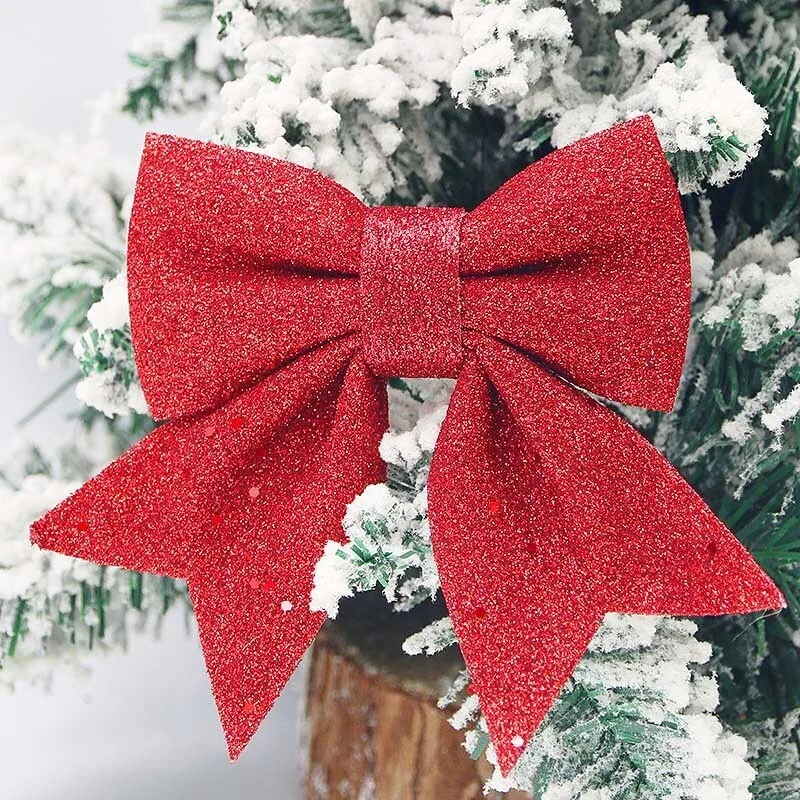 (2 Pcs/bag) 12.5cm Christmas Bow New Year's Cute Pearl Cotton Sequin Bows Headband Decoration Holiday Celebration DIY Production