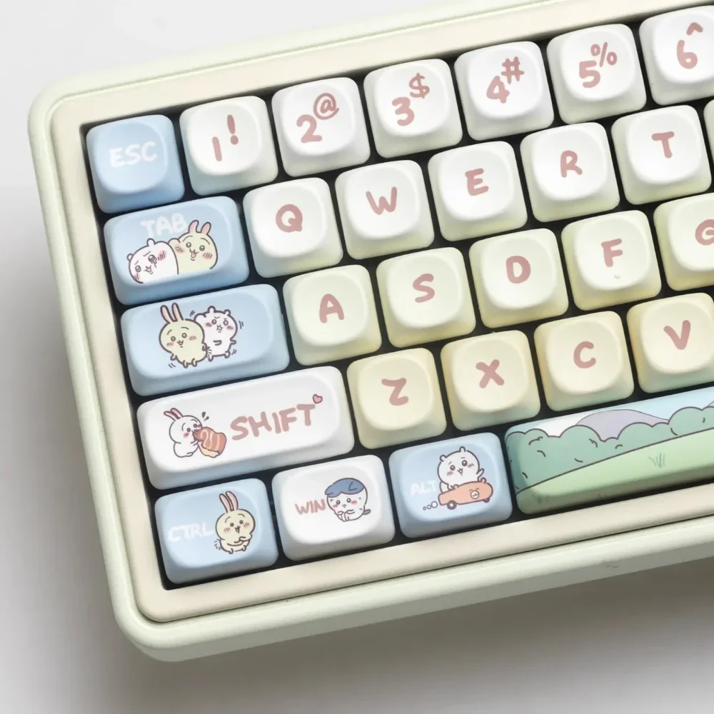 Chiikawa Set 144Keys PBT Custom Cute Keyboard Cap MOA Profile Key Cap for Gaming Mechanical Keyboard Accessories Girl Gift