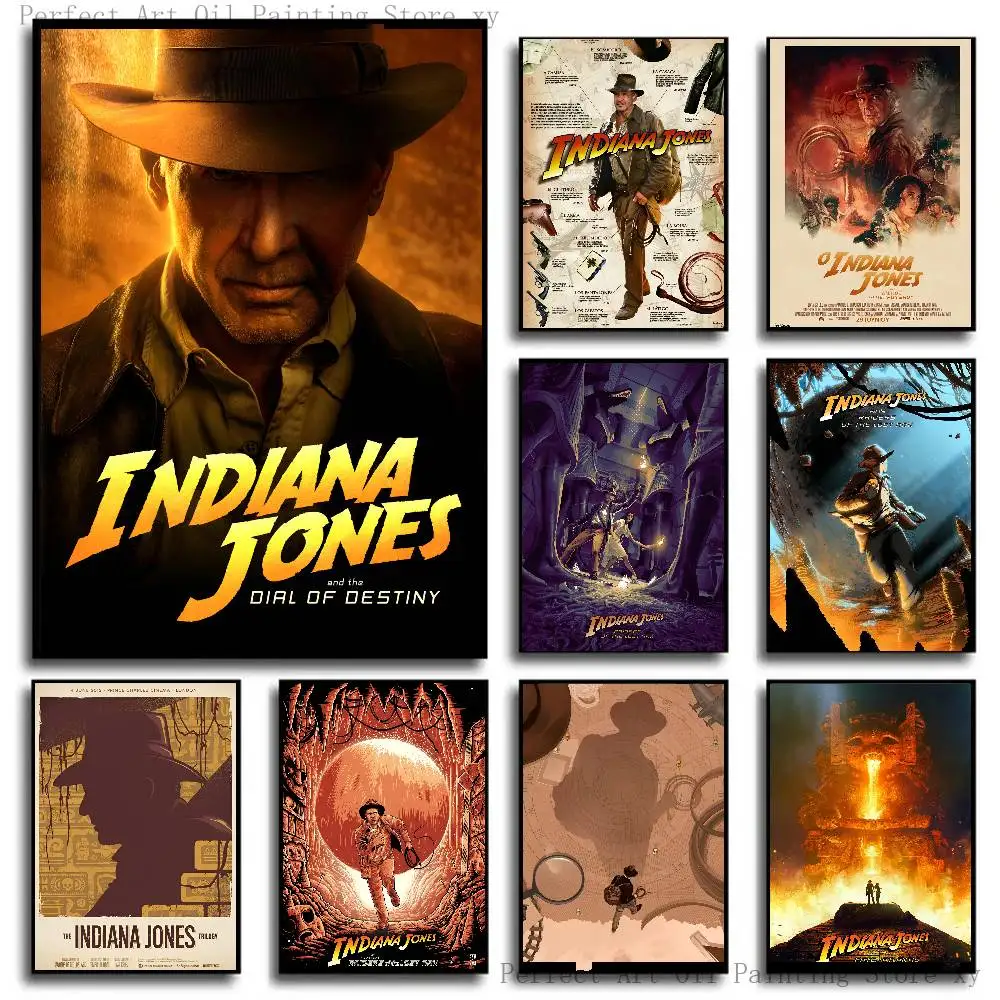 Classic Retro Movie Indiana Jones Poster Self-adhesive Art Room Entrance Restaurant Wall Decor Art Painting