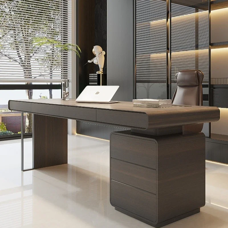 minimalist study desk solid wood high-end feeling living room home large board table writing desk office computer desk