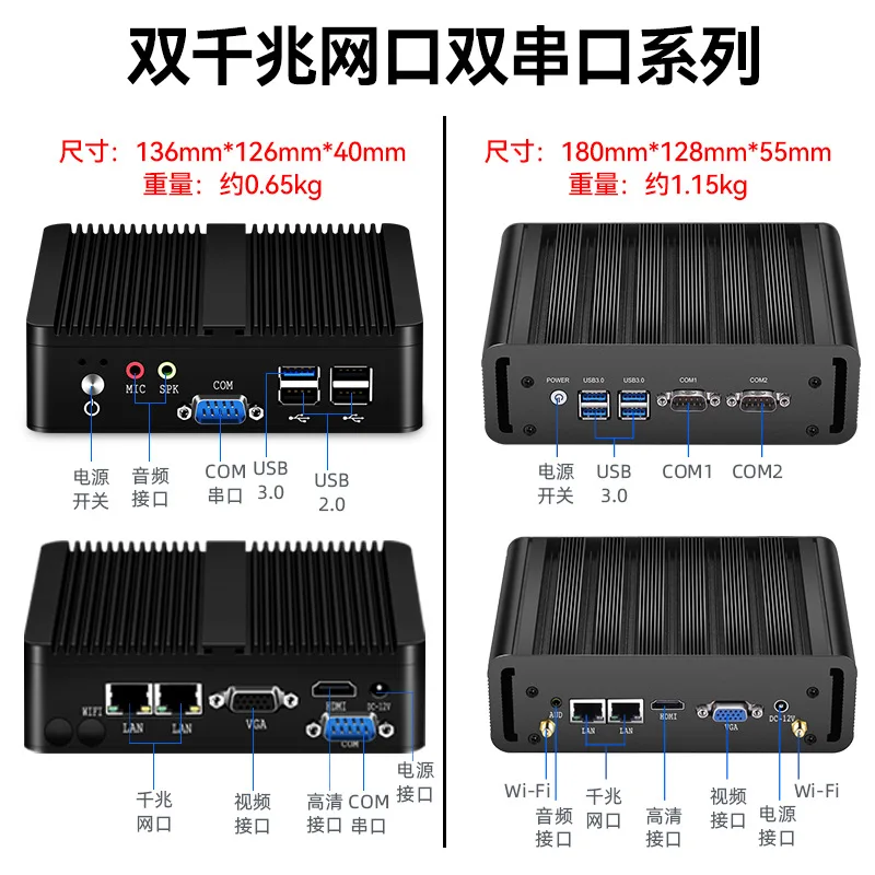 Industrial PC Quad Core Dual Network Dual String Microcomputer Embedded Industrial Computer