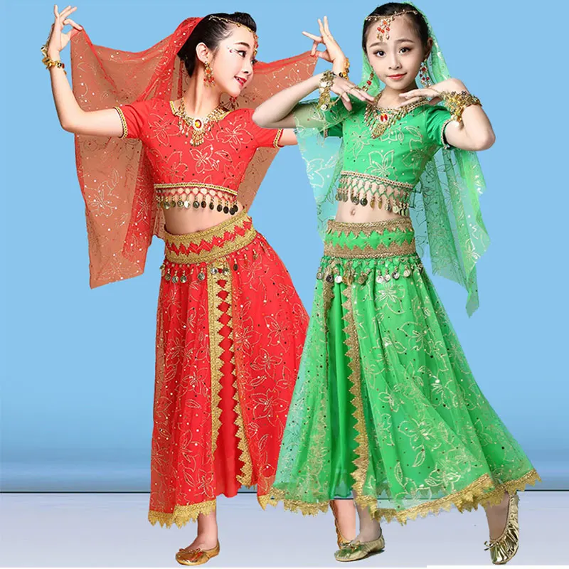 Costume arabo di Halloween per bambini Ragazza Principessa Festival Danza del ventre Cosplay Bollywood Noble Jasmine Carnevale Abito per spettacoli teatrali