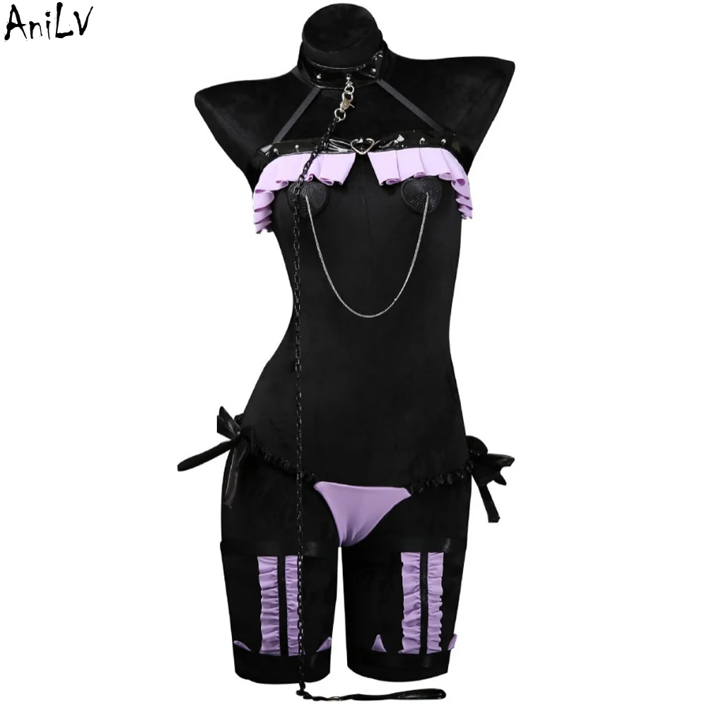 AniLV Bedtime Women Sexy Lingerie Chain Nipple Patch Pajamas Womem Temptation Underwear Outfit Erotic Costumes