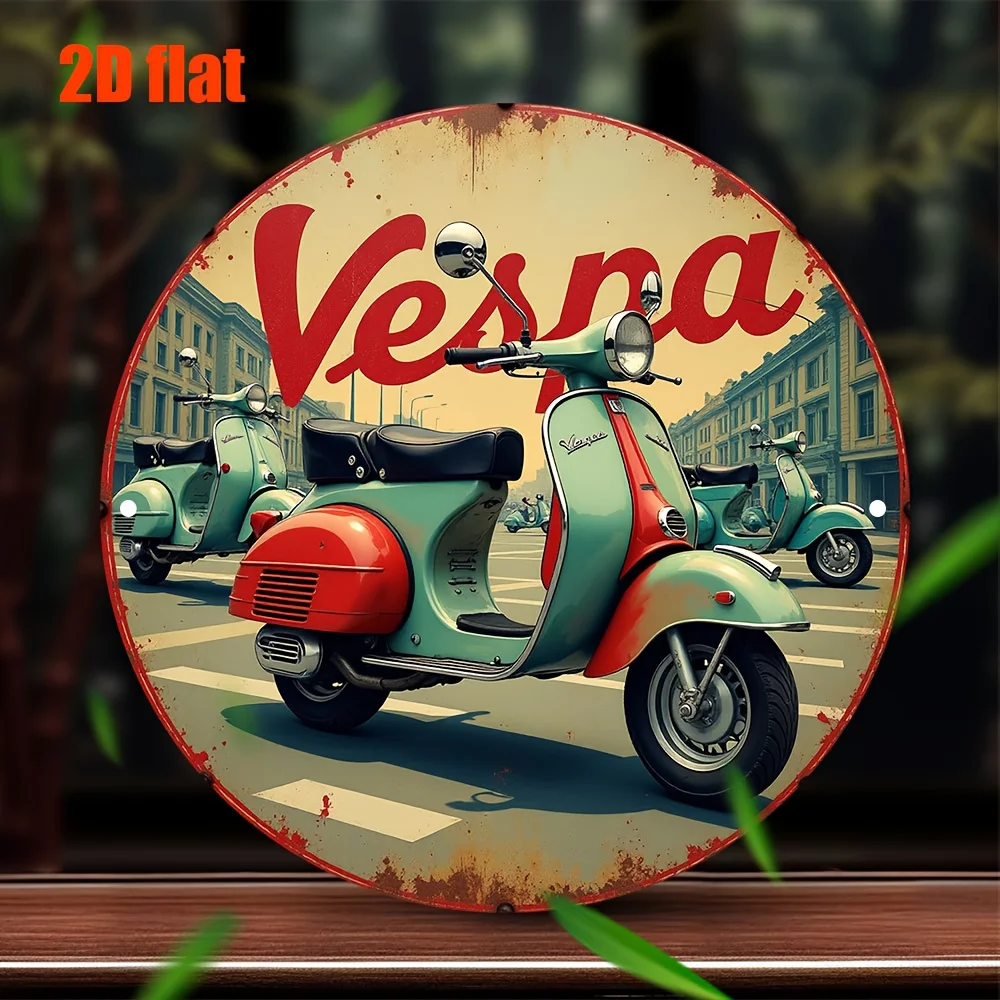 2D Flat, 2D Flat Retro Vesna Scooter Metal Wall Art - Vintage Aluminum Tin Sign, 19.69x19.69inch, Easy to Install, Perfect for B - view 6