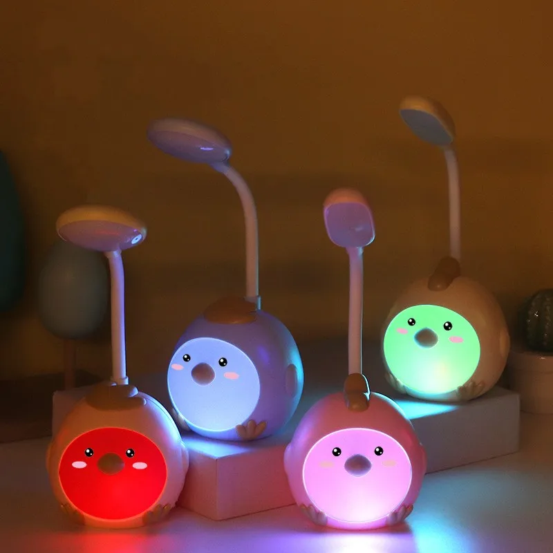 Sleeping Night Light Chick Cartoon USB Charging Desk Lamp Eye Protection Energy-saving Reading Lamp LED Table Lamp For Kids Gift