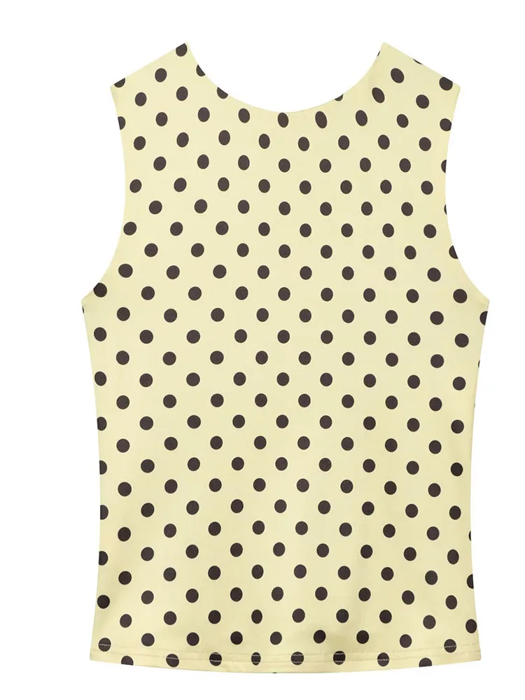 HH Damen Sommer Frühling Sexy Party Mid-Rise Elastische Taille Polka-Dot Capri-Hosen-Set Sommer Mode Urlaub Polka-Dot Hosenanzug