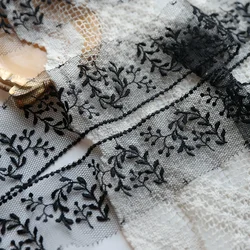 3 Meters 5.5cm wide Black Soft Mesh Embroidery Lace Trimmings Dress Accessories Lace Fabric Sewing Crafts Doll Material