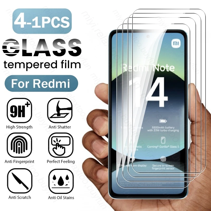 Redmy Note14 5G Glass 4-1Pcs HD 9H Tempered Glass For Xiaomi Redmi Note 14 5G 4G Protect Glass RedmiNote14 Screen Protector Film