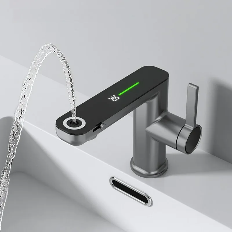 New Design LED Digital Display Basin Faucet Temperature 2 Modes Multi-function Hot Cold Water Sink Mixer Wash Tap for Bathroom