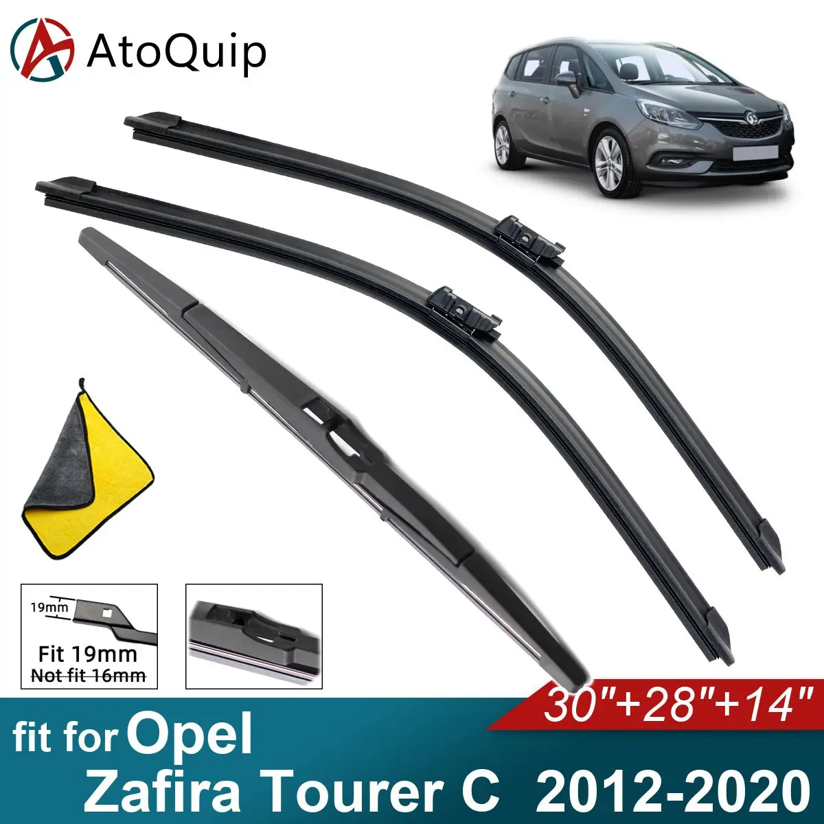 Car Windshield Wiper Blades Fit For Opel Zafira Tourer C Rear Wiper Blades Soft Rubber Auto Front Windscreen