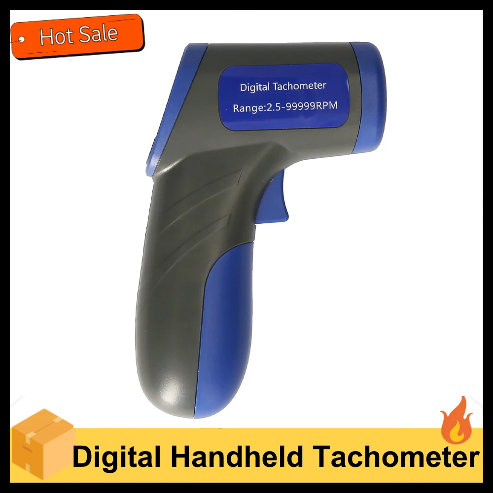 Digital Tachometer Laser Tachometer Handheld RPM Meter Speedmeter (2.5-99999RPM Measuring Range) with Backlit LCD Display