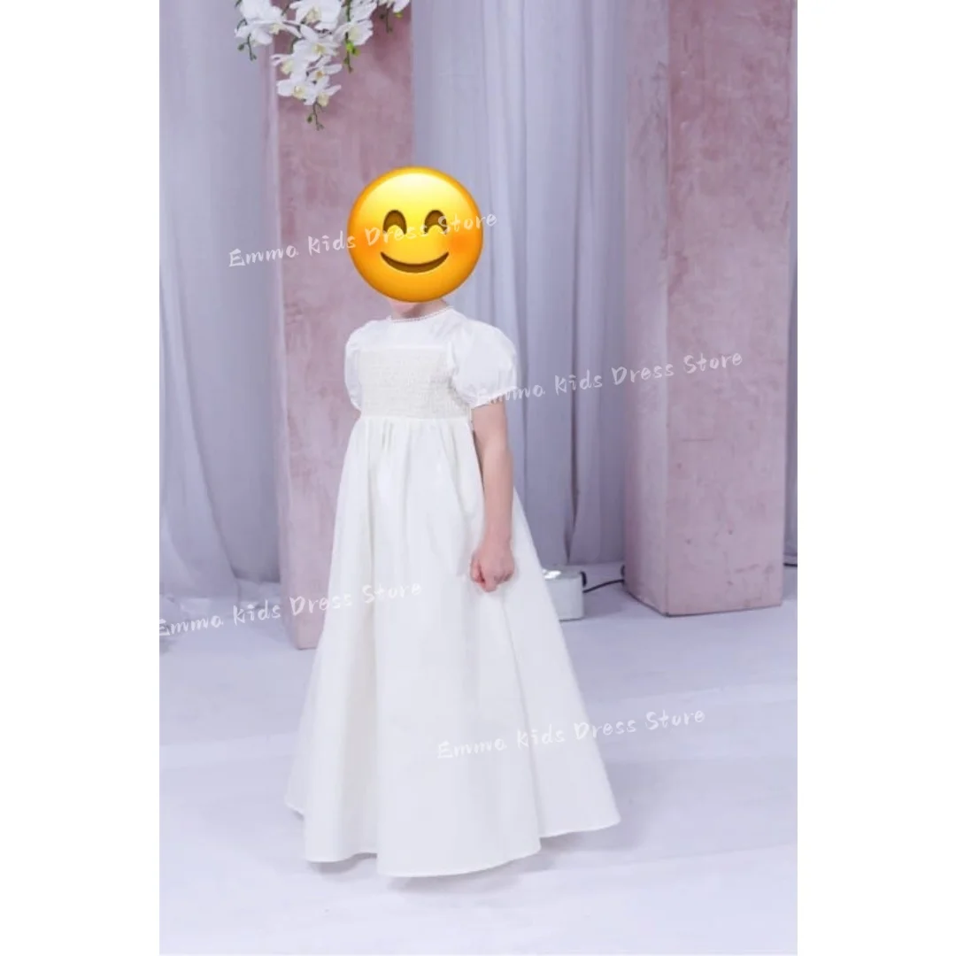 Customized Bridesmaid Ivory Flower Girl Dress  For  Puffy Milk Lace Tulle  Elegant Kids Birthday Party Wedding Infant Ball Gown