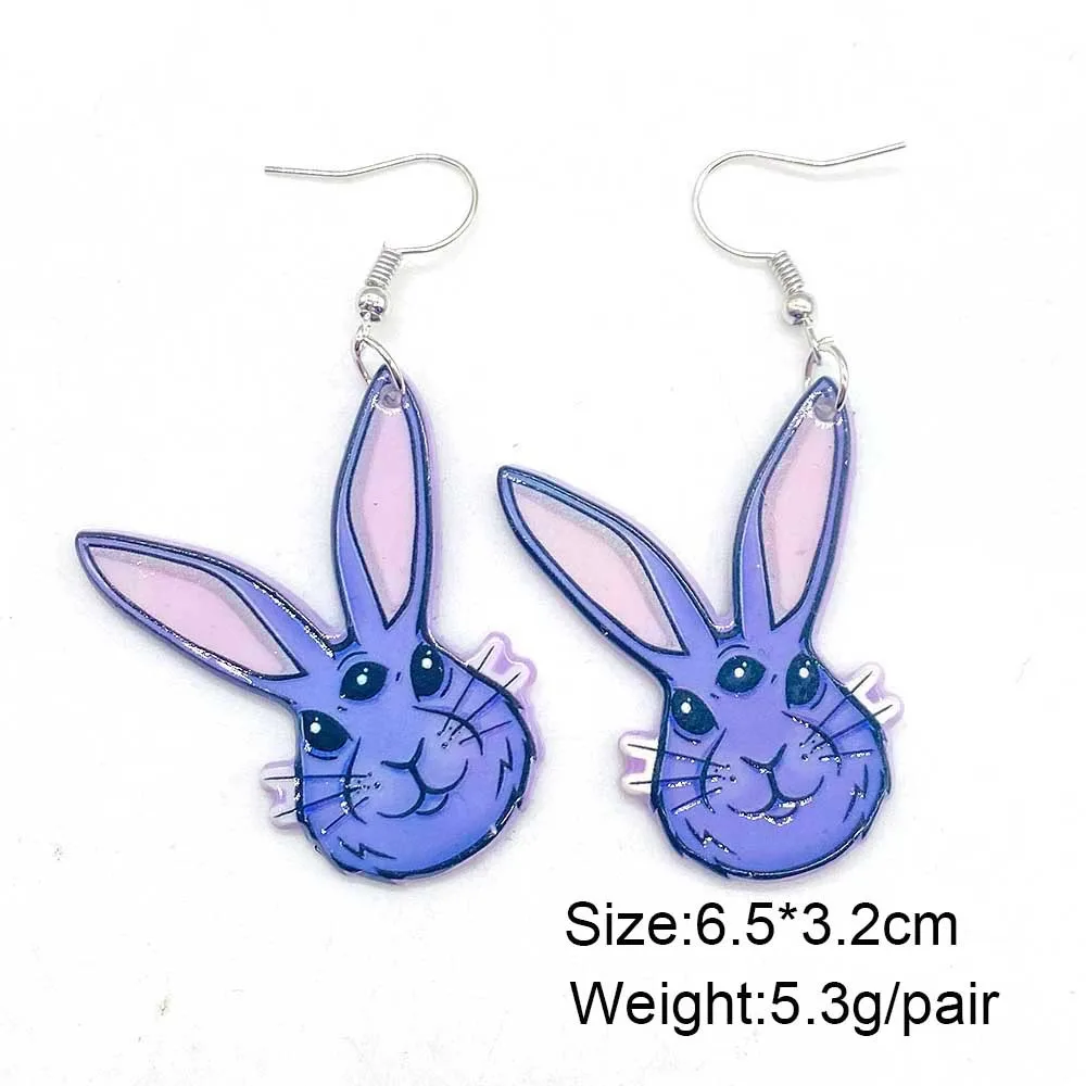 New Easter Earrings Horror Rabbit Carrot Acrylic Earrings Happy Easter Rabbit Egg Decorative Gift Wholesale