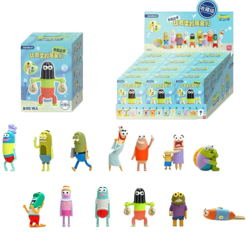 JANDOOM Anime SpongeBob Schwammkopf Bikini Bottom Resident Mini-Figuren Reiskorn-Puppe Desktop-Ornament Sammlerstück Geschenk