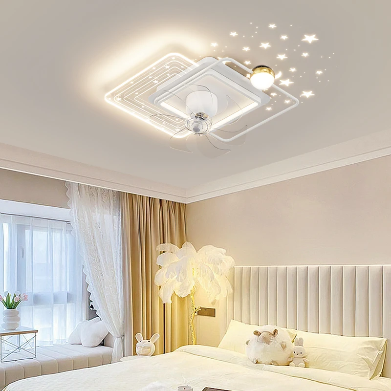 Fan lights are popular on the internet in  creative shaking head bedroom ceiling lights are modern, simple, and atmospheric