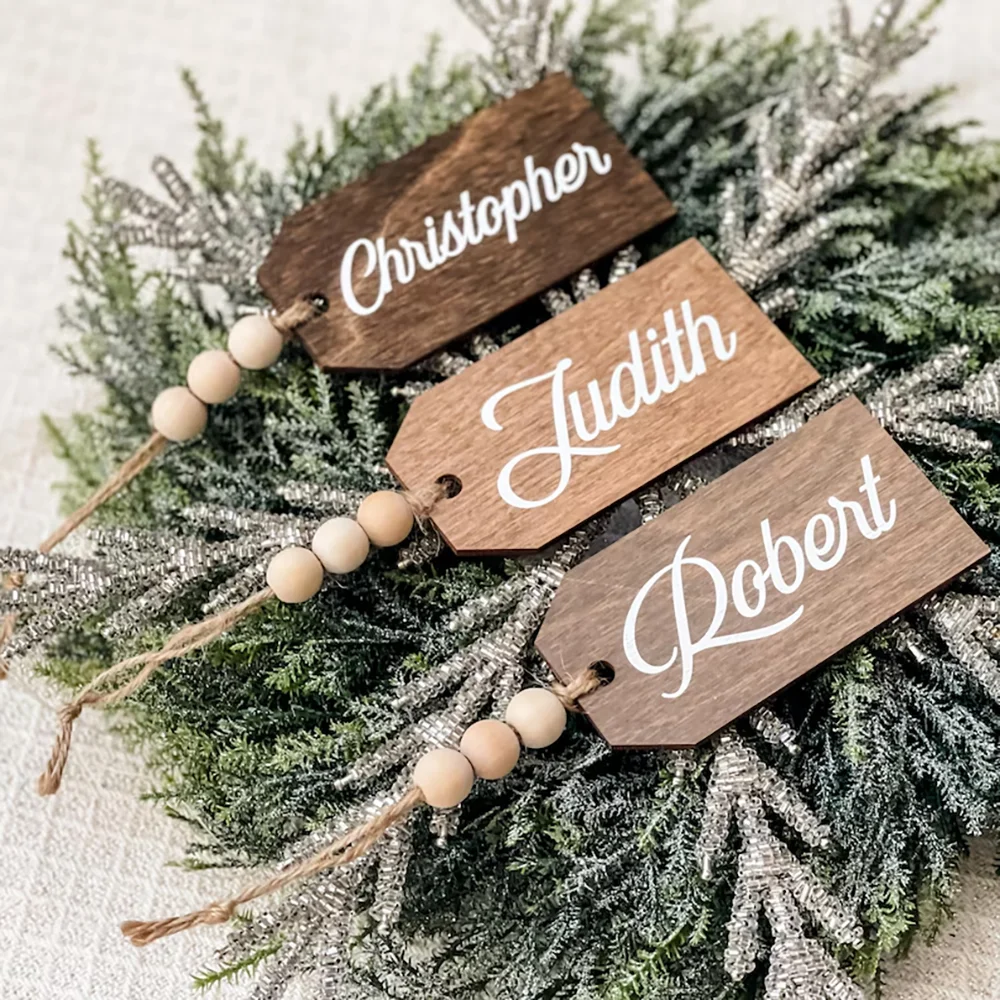 

Personalized 3Pcs Wooden Stocking Tag Christmas Stocking Name Tags Farmhouse Present Tags Farmhouse Xmas Fireplace Tree Decor