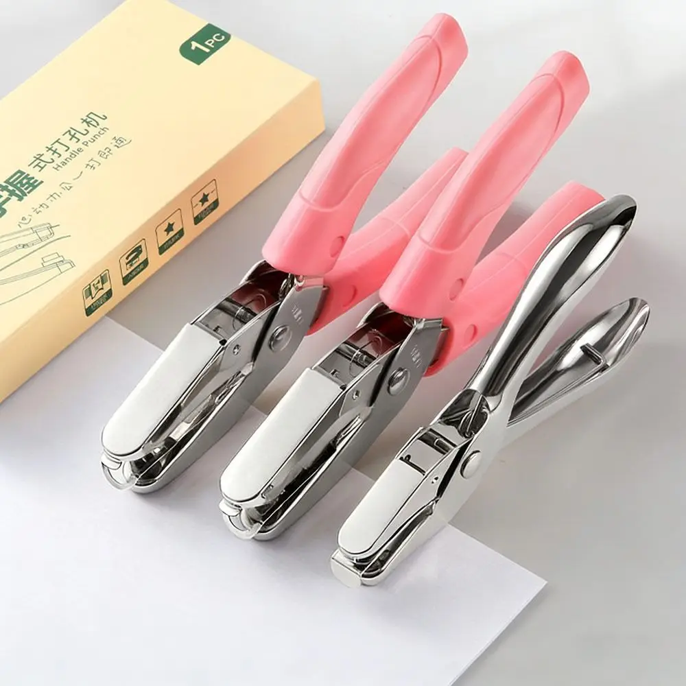 New Metal Perler Beads Hole Punch Handle Heart Circle Shape DIY Hole Punch Single Hole 1.5/3/6mm Hand Tool Binding Stationery
