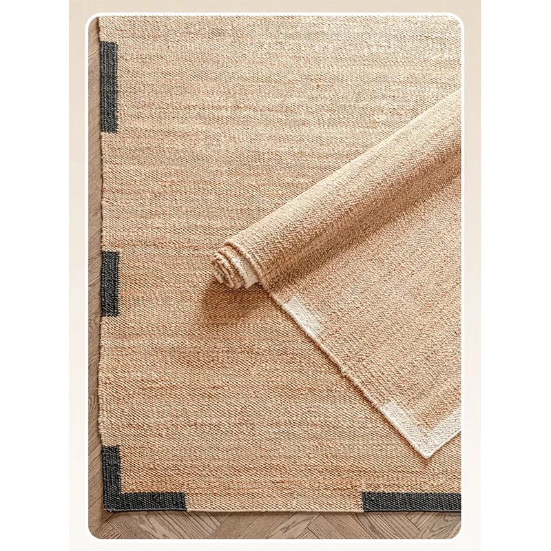 Glue-free zero formaldehyde jute living room carpet wabi-sabi modern bedroom homestay thickened bedside blanket