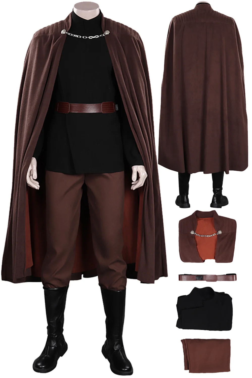 

Dooku Cosplay Fantasy Costume Movie Space Battle Superhero Roleplay Outfits Cloak Belt Male Adult Men Halloween Party Suits