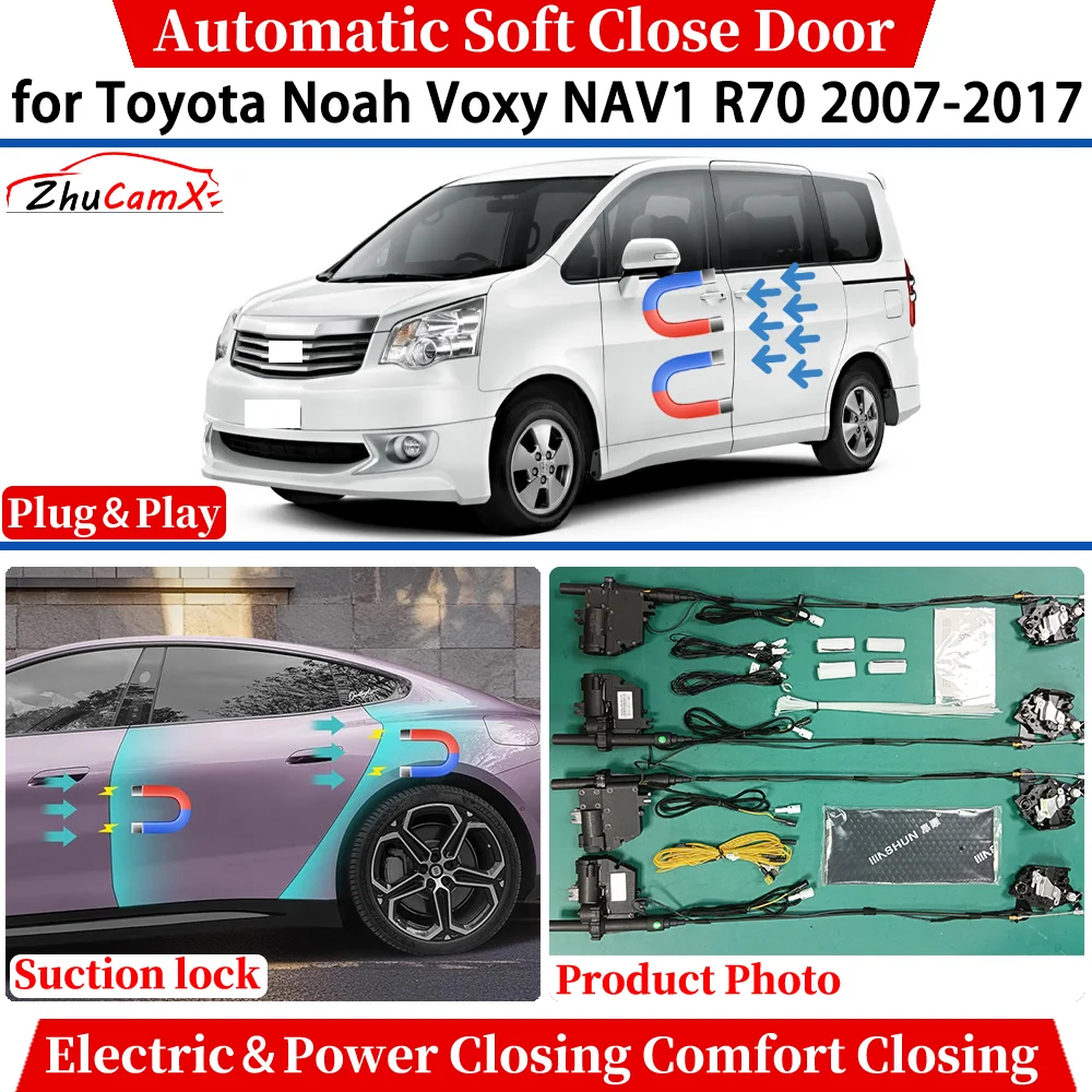 

ZhuCamX for Toyota Noah Voxy NAV1 R70 2007-2017 Car Automatic Soft Close Door Electric Power Comfort Closing Suction lock System