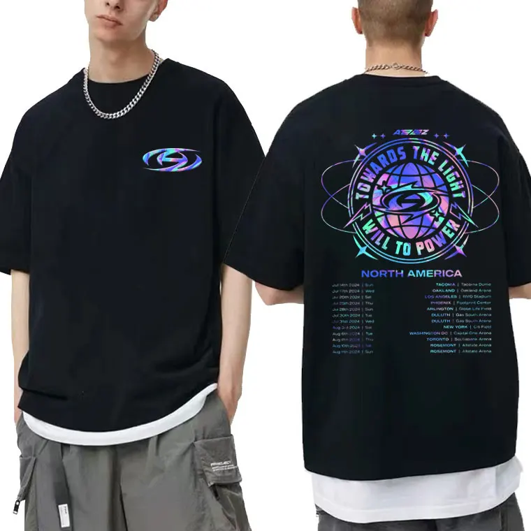 

Korean Kpop Ateez World Tour T-shirts Men Women Hip Hop Fashion Oversized T Shirts Tops Male Cotton Casual Short Sleeve Tshirt