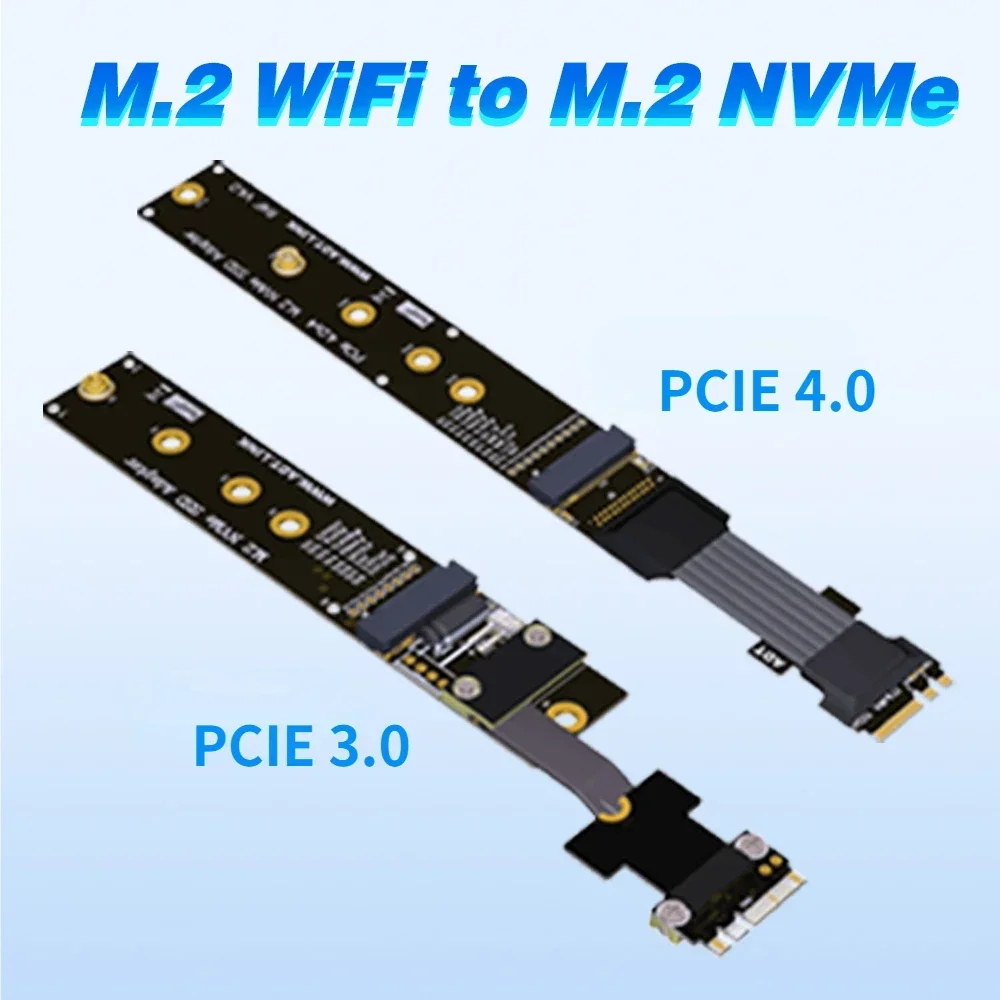 ADT-Link M.2 WiFi A.E Key Interface Gen4 Extender PCIe 4.0 3.0 X4 M.2 NVMe U.2 SSD Mini-PCIe Adapter Riser Card for M2 NVME Card
