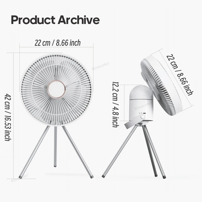Electric Oscillating Fan Rechargeable Desktop Circulator Wireless Ceiling Camping Tent Fan with Remote Control LED Lighting