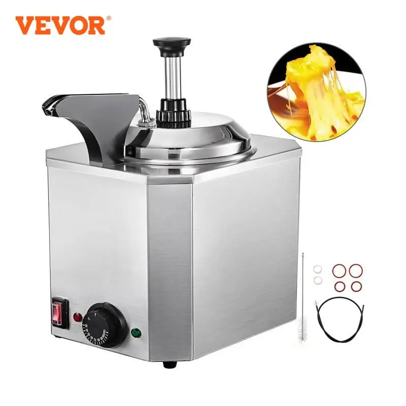 VEVOR Electric Nacho Cheese Warmer Dispenser W/ Pump Food-Grade Stainless Steel for Melting Hot Fudge Caramel Chili Curry Sauces