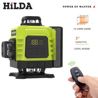 HILDA Ultra Green Laser 16 Line Laser Level with Adjustable Window and Bracket Comes with 2 Batteries Used for Building