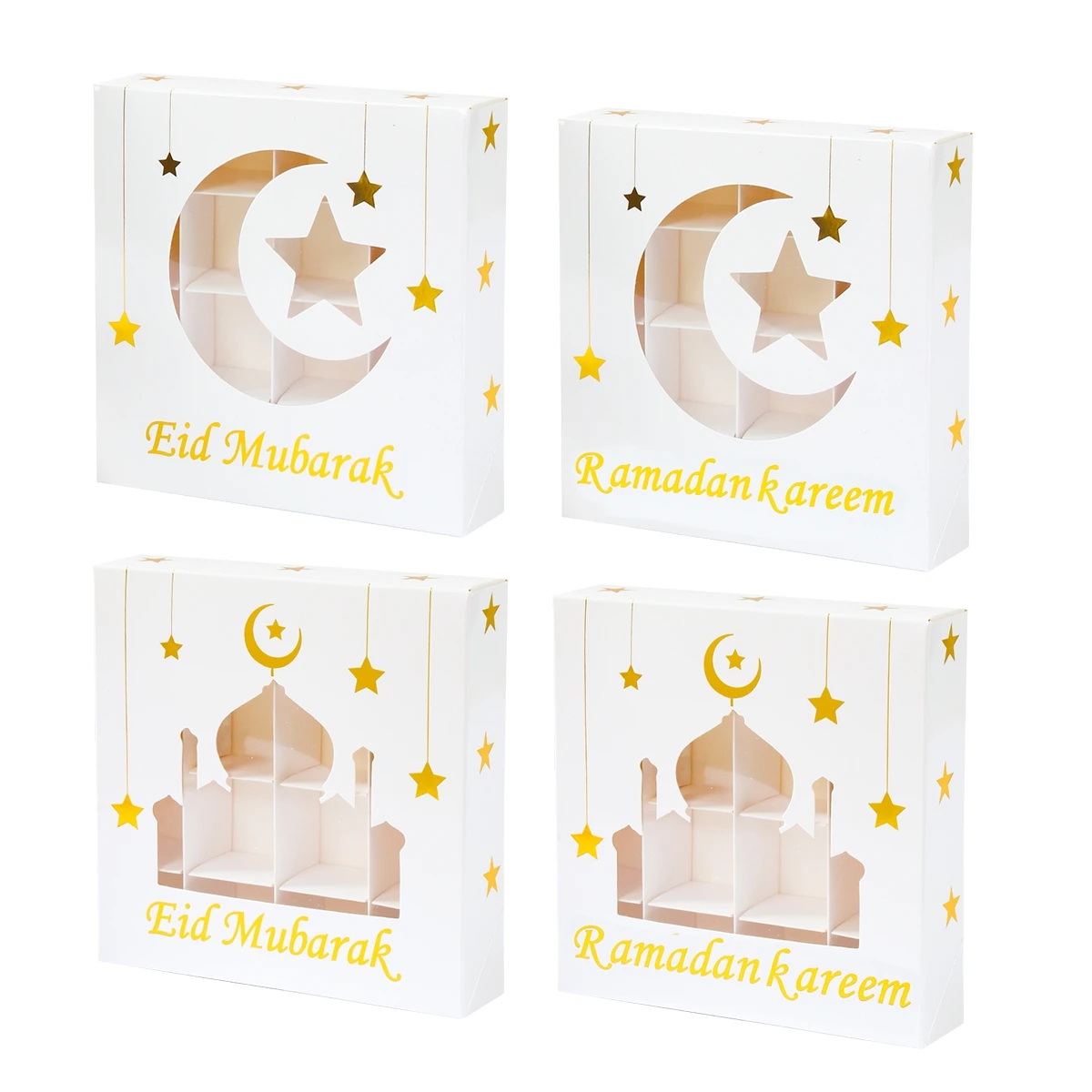 2 pezzi Eid Mubarak torta scatola di caramelle torta al cioccolato scatola di imballaggio Ramadan Kareem decorazione della casa 2025 forniture per