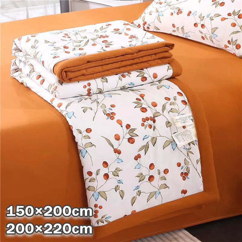 

Vintage Floral Printed Summer Air Conditioner Quilt Skin Friendly Machine Washable Lightweight Thin Comforter for Sofa Bed Camp
