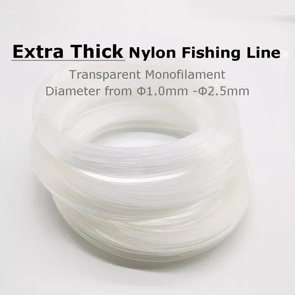 

Yisy 1.0mm - 2.5mm Diameter Sea/Boat Fishing Big Size Super Strong Nylon Fishing Line Transparent Extra Thick Monofilament