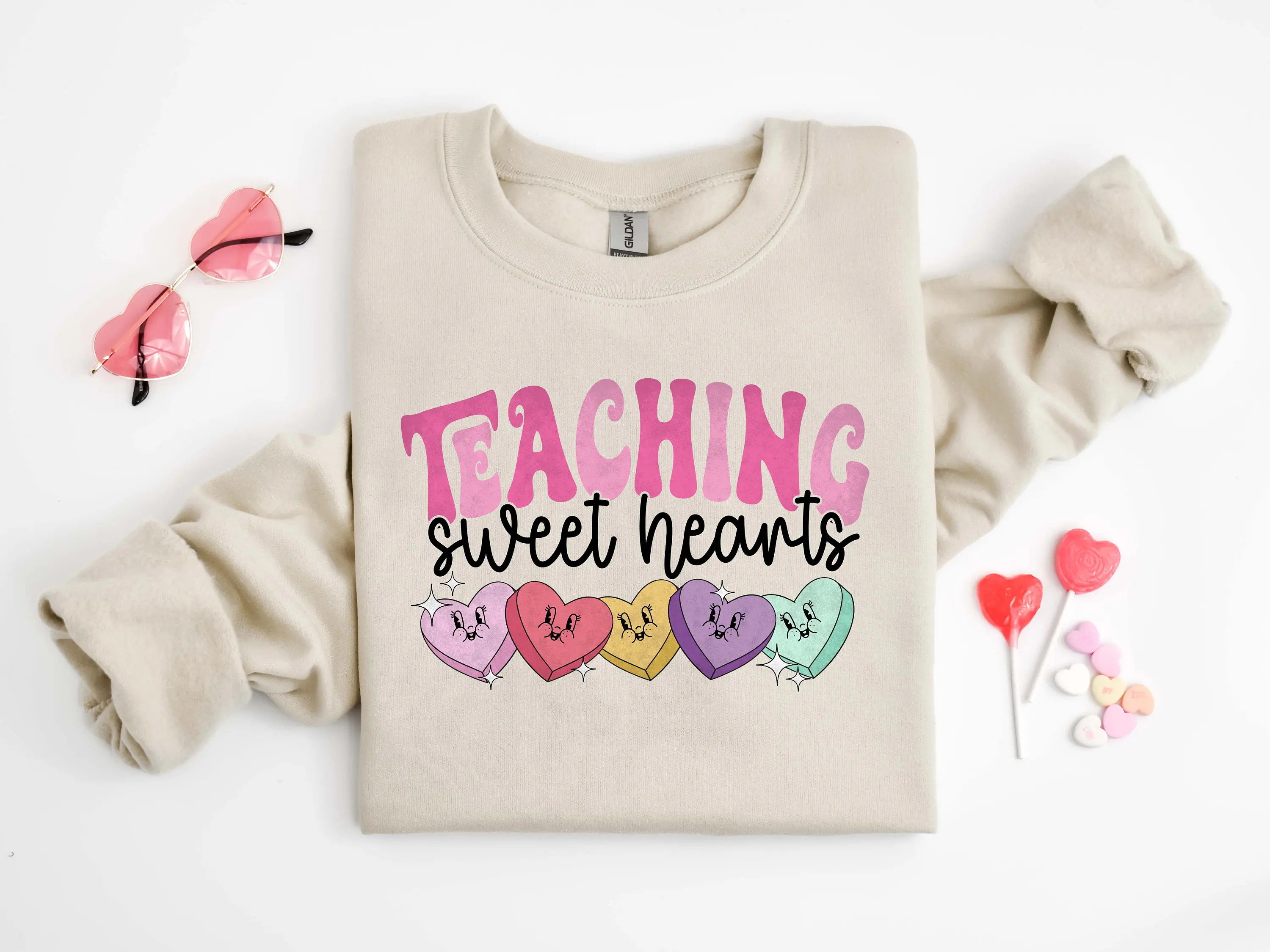 Teaching Sweet Hearts Slogan Women Lover Sweatshirt Cute Cotton Love Box Print Valentine's Day Casual  Couples Female Sweater